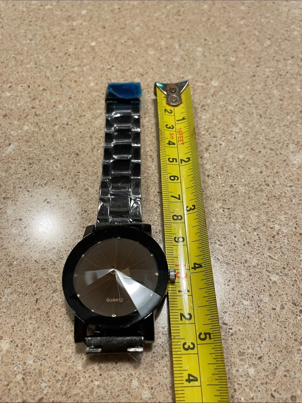 Modern Black Faceted Dial Quartz Watch